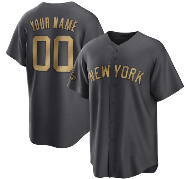 Custom New York Yankees Active Player Charcoal Puhics 2022 All-Star Cool Base Stitched Jersey
