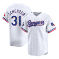 Texas Rangers #31 Max Scherzer White Puhics 2023 World Series Champions Stitched Jersey