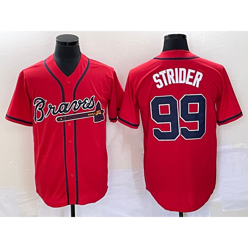 Atlanta Braves #99 Spencer Strider Red Puhics Cool Base Stitched Jersey