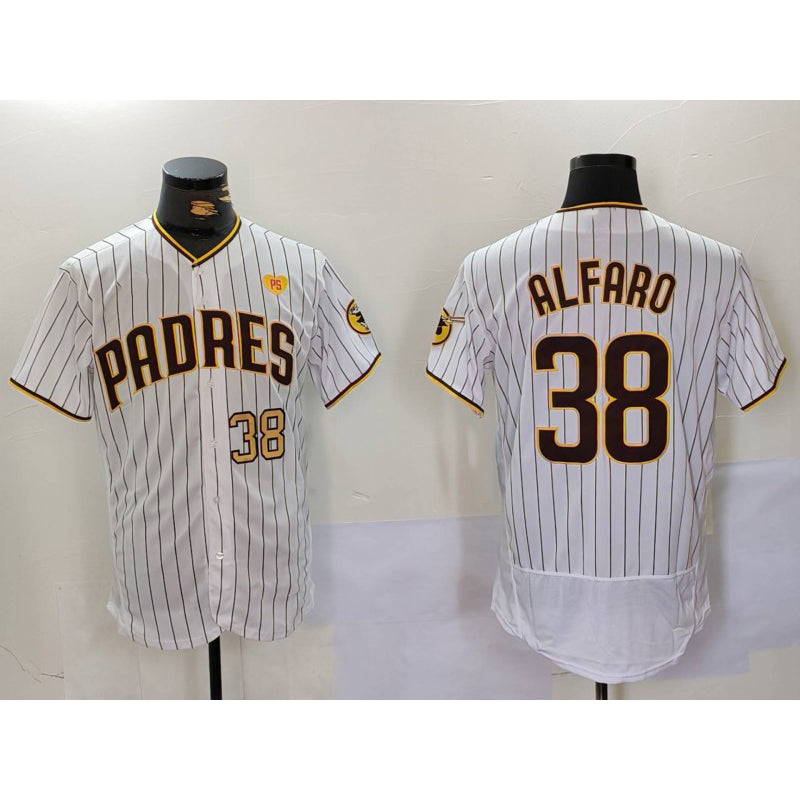 San Diego Padres #38 Jorge Alfaro White Puhics With PS Patch Stitched Flex Base Jerseys