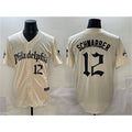 Philadelphia Phillies #12 Kyle Schwarber Cream Puhics Gothic Vapor Limited Stitched Jersey