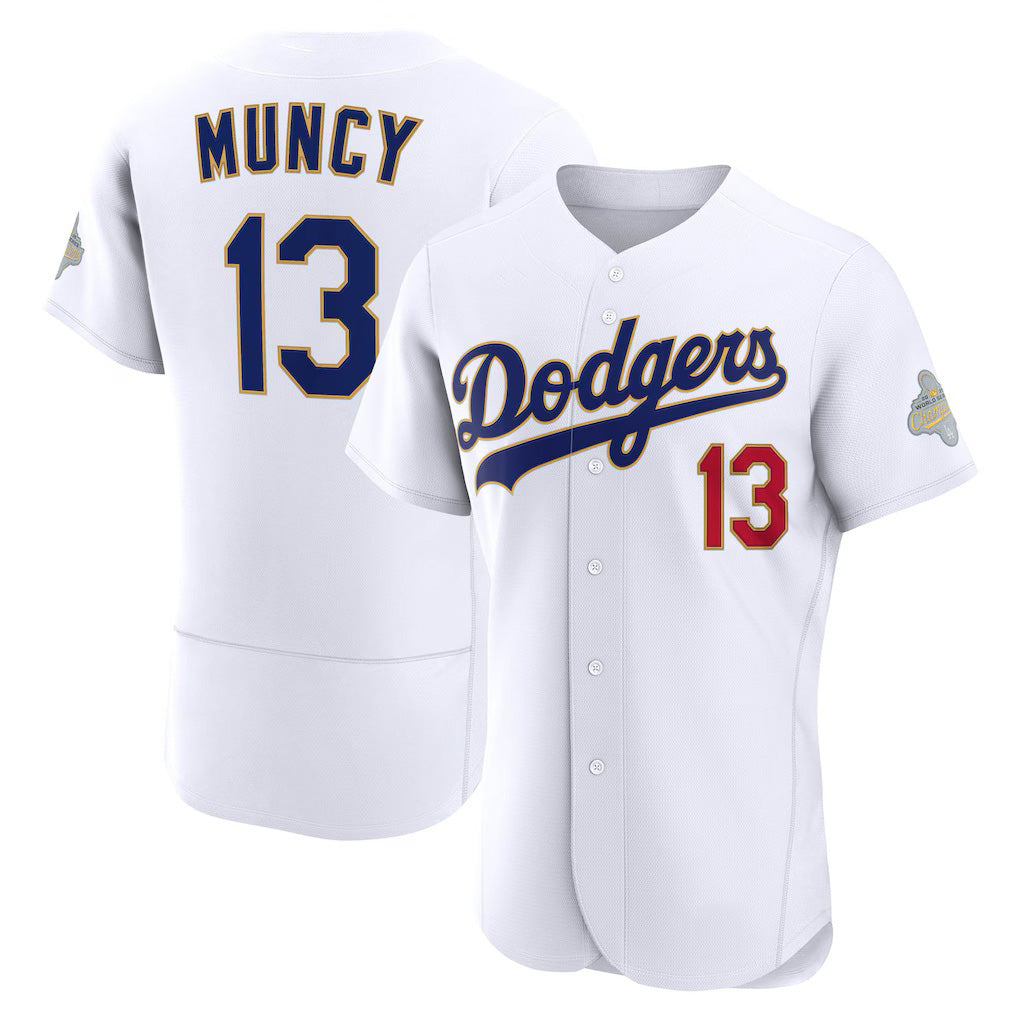 Los Angeles Dodgers #13 Max Muncy White Puhics 2026 Gold Collection Authentic Jersey