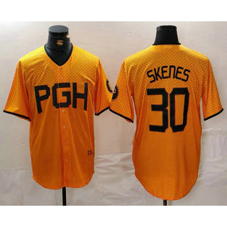 Pittsburgh Pirates #30 Paul Skenes Yellow Puhics 2023 City Connect Stitched Jersey