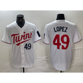 Minnesota Twins #49 Pablo Lopez Number White Puhics Stitched Cool Base Jersey