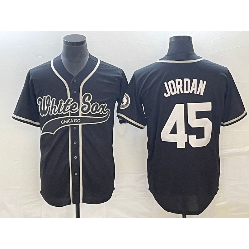 Chicago White Sox #45 Michael Jordan Black Puhics Cool Base Stitched Jersey 2