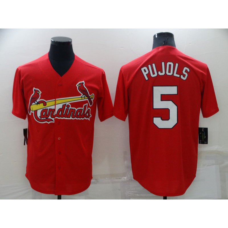 St. Louis Cardinals #5 Albert Pujols Red Puhics Stitched Cool Base Jersey