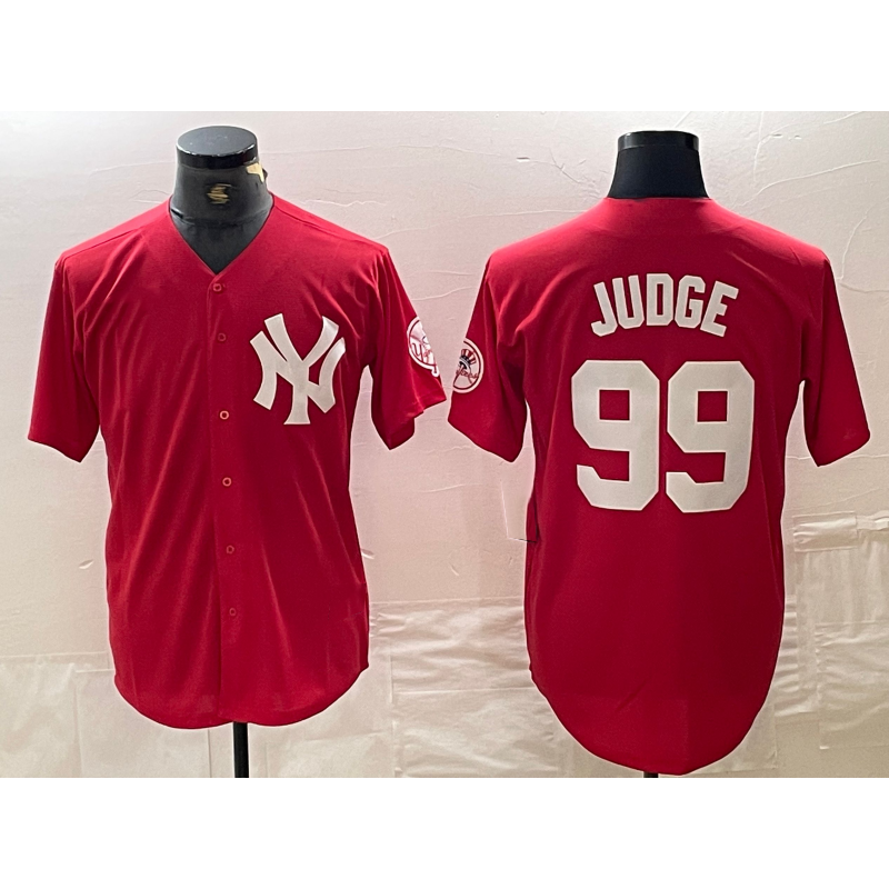 New York Yankees #99 Aaron Judge Red Puhics Fashion Cool Base Jersey