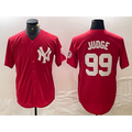 New York Yankees #99 Aaron Judge Red Puhics Fashion Cool Base Jersey