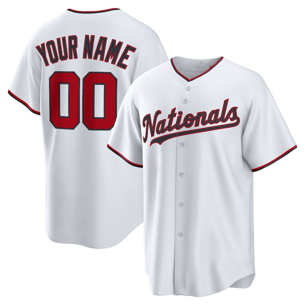 Custom Washington Nationals White Puhics Home Replica Jersey