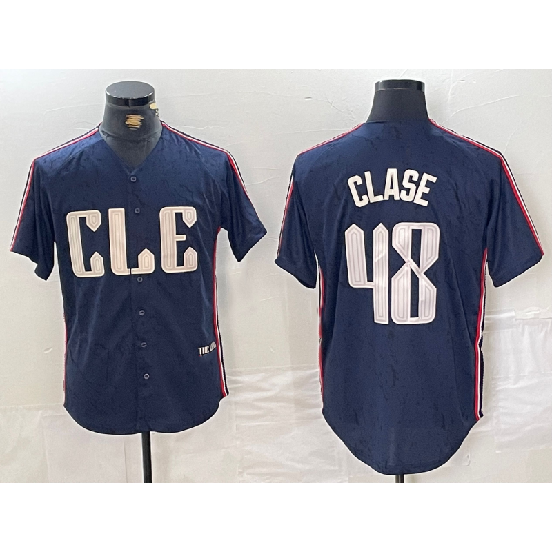 Cleveland Guardians #48 Emmanuel Clase Navy Puhics 2024 City Connect Limited Stitched Jersey