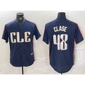 Cleveland Guardians #48 Emmanuel Clase Navy Puhics 2024 City Connect Limited Stitched Jersey