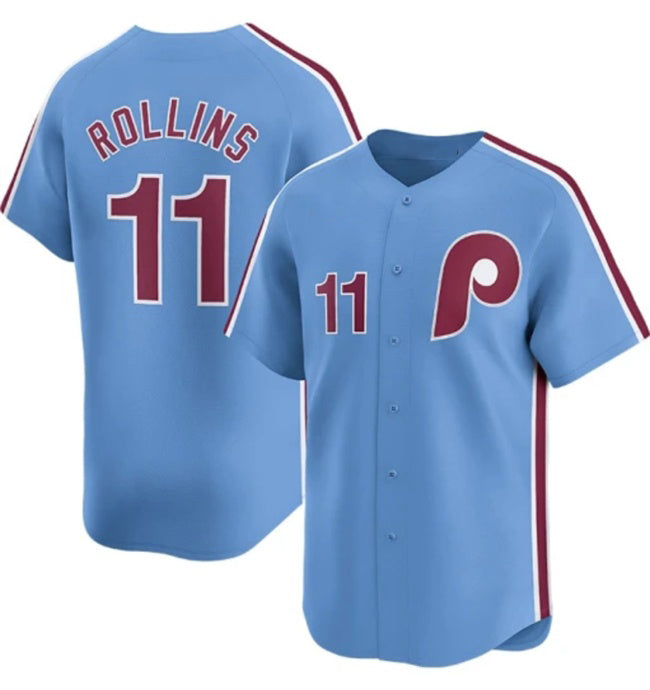 Philadelphia Phillies #11 Jimmy Rollins Light Blue Puhics Alternate Limited Stitched Jersey