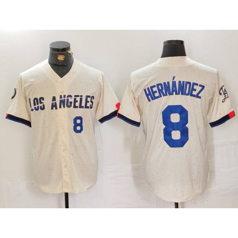 Los Angeles Dodgers #8 Kike Hernandez Number Cream Puhics 2024 City Connect Limited Stitched Jersey 2