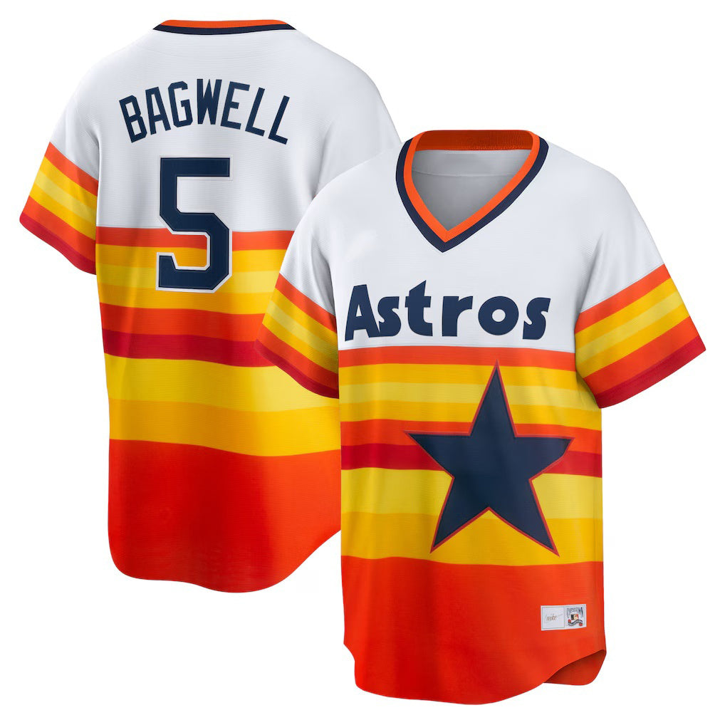 Houston Astros #5 Jeff Bagwell White Puhics Home Cooperstown Collection Player Jersey