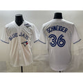 Toronto Blue Jays #36 Davis Schneider White Puhics 2025 World Series Home Cool Base Stitched Jersey