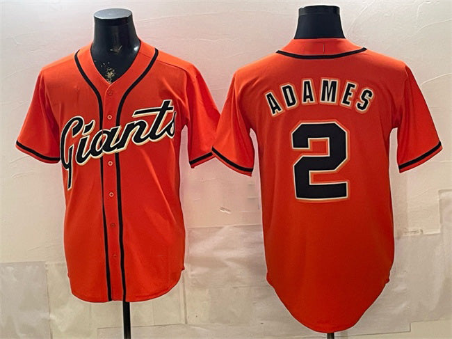 San Francisco Giants #2 Willy Adames Orange Puhics Cool Base Stitched Jersey