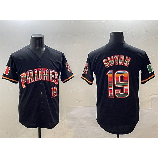 San Diego Padres #19 Tony Gwynn Black Puhics Mexico Cool Base Stitched Jersey