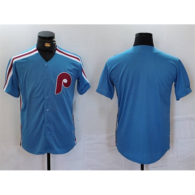 Philadelphia Phillies Blank Blue Puhics Cool Base Stitched Jersey