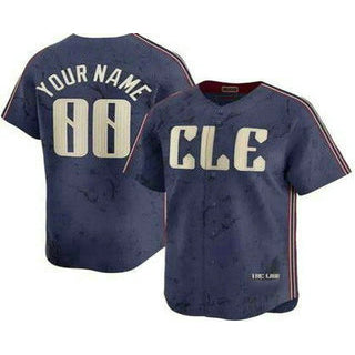 Custom Cleveland Guardians Navy Puhics City Connect Limited Jersey