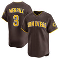 San Diego Padres #3 Jackson Merrill Brown Puhics 2024 Away Limited Stitched Jersey