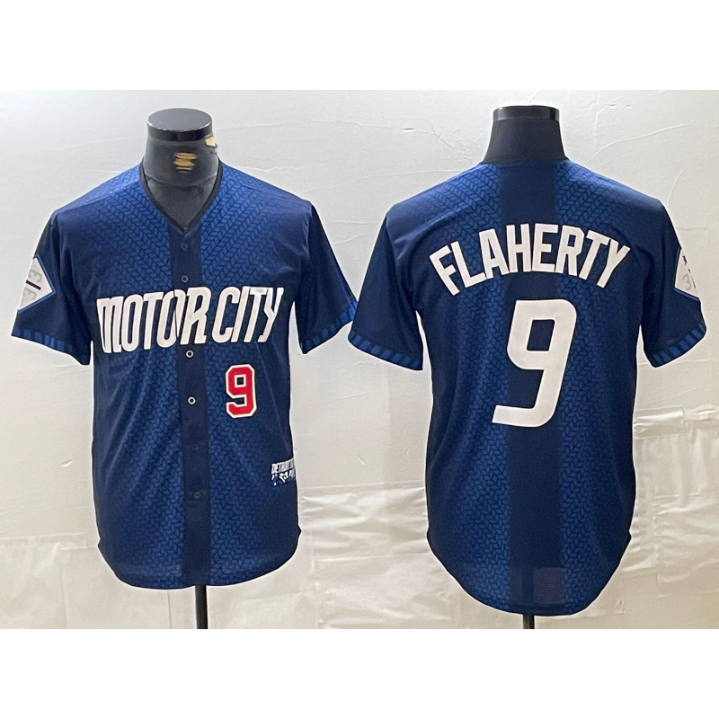 Detroit Tigers #9 Jack Flaherty Number 2024 Navy Puhics City Connect Cool Base Limited Stitched Jersey