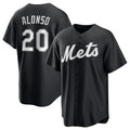 New York Mets #20 Pete Alonso Black Puhics Lights Out Limited Stitched Jersey