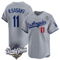 Los Angeles Dodgers #11 Roki Sasaki Gray Puhics 2025 World Series Stitched Jersey