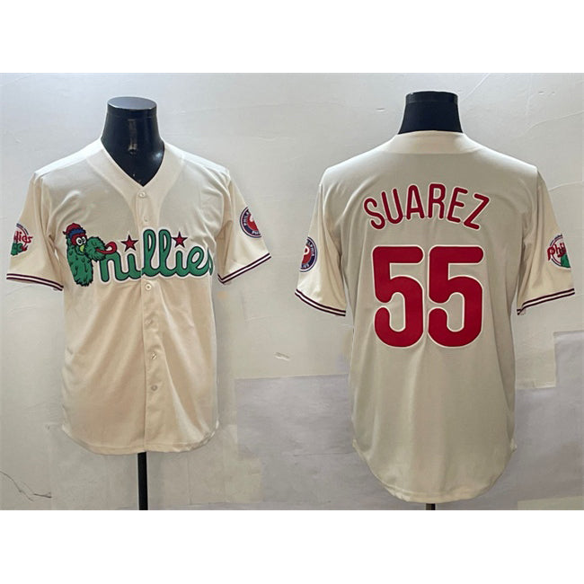 Philadelphia Phillies #55 Ranger Su¨¢rez Cream Puhics Phanatic Limited Stitched Jersey