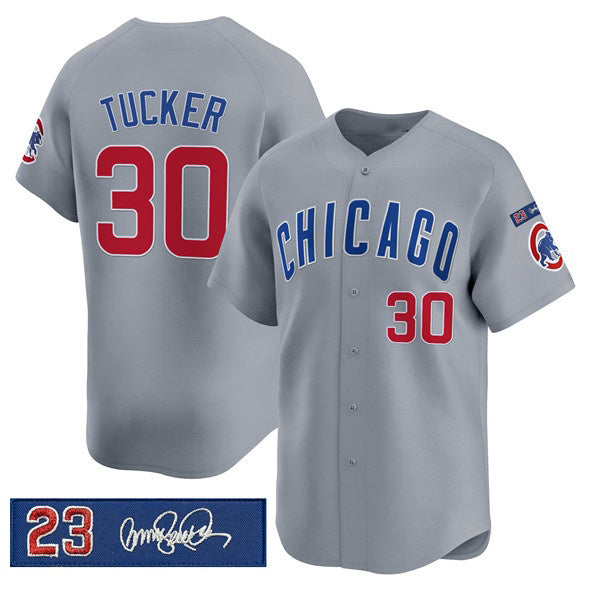 Chicago Cubs #30 Kyle Tucker Gray Puhics 'Ryne Sandberg Tribute' Vapor Limited V3 Stitched Jersey