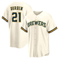 Milwaukee Brewers #21 Caleb Durbin Cream Puhics Home Replica Jersey