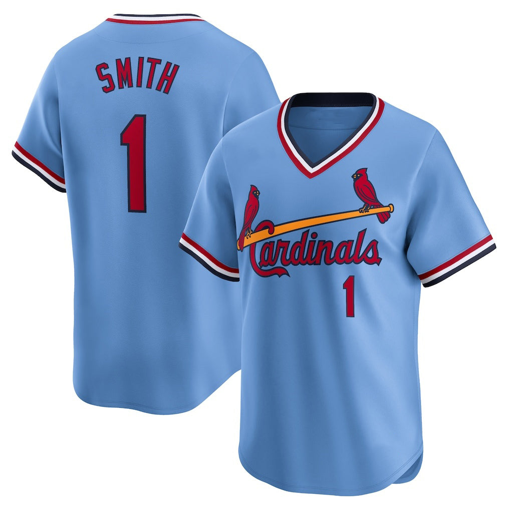St. Louis Cardinals #1 Ozzie Smith Royal Puhics Throwback Cooperstown Limited Jersey