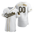Custom Baltimore Orioles White Puhics Stitched Flex Base Golden Edition Jersey