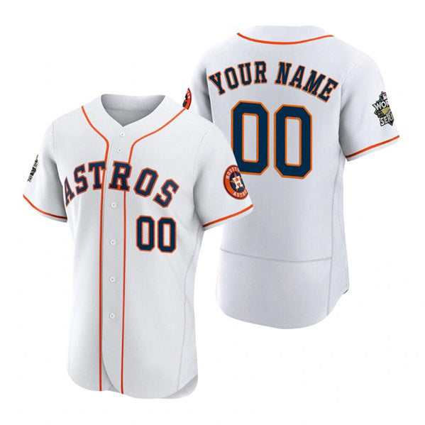 Custom Houston Astros Active Player White Puhics 2022 World Series Flex Base Stitched Jersey 2