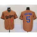 Los Angeles Dodgers #5 Freddie Freeman Number Olive Puhics Cool Base Limited Stitched Jersey 2