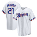 Texas Rangers #21 Jake Burger White Puhics Home Replica Jersey