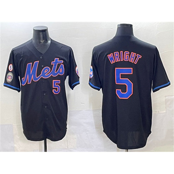 New York Mets #5 David Wright Black Puhics With Patch Limited Stitched Jersey