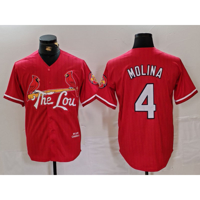 St. Louis Cardinals #4 Yadier Molina Red Puhics 2024 City Connect Stitched Jersey