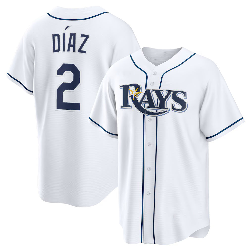 Tampa Bay Rays #2 Yandy D¨ªaz White Puhics Home Replica Jersey