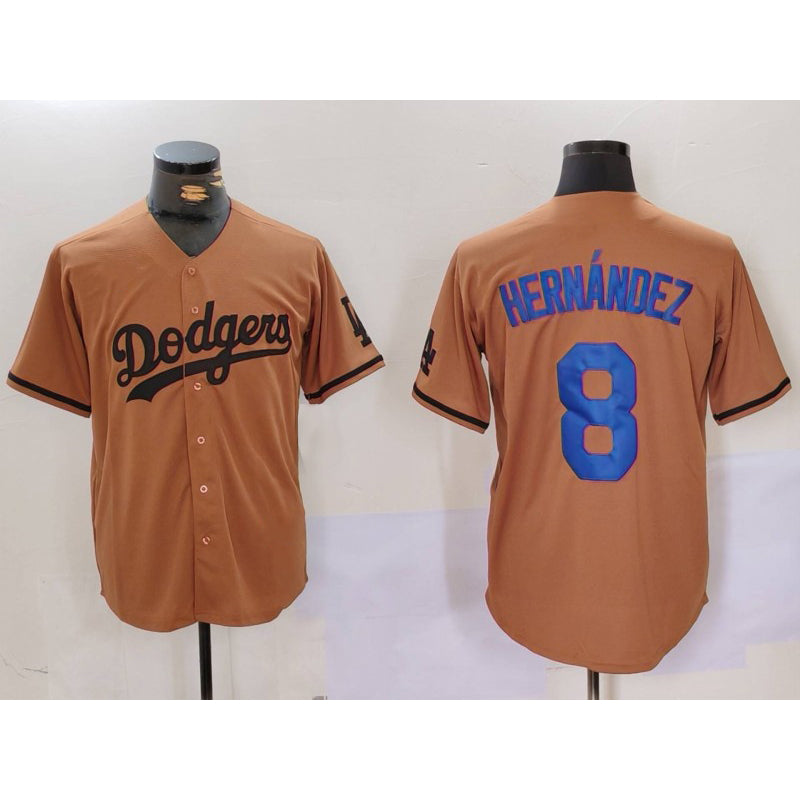Los Angeles Dodgers #8 Kike Hernandez Olive Puhics Cool Base Limited Stitched Jersey
