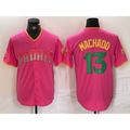 San Diego Padres #13 Manny Machado Pink Puhics Cool Base Stitched Jersey 2