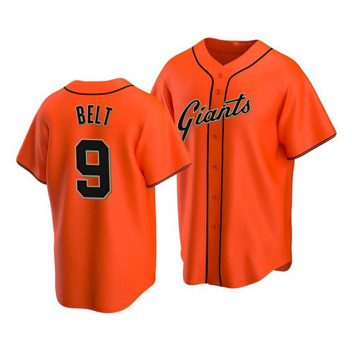 San Francisco Giants #9 Brandon Belt Alternate Orange Puhics Jersey
