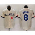 Los Angeles Dodgers #8 Kobe Bryant Number Cream Puhics 2024 City Connect Limited Stitched Jerseys