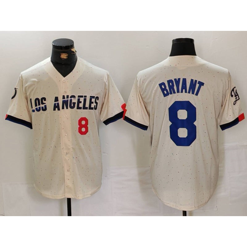 Los Angeles Dodgers #8 Kobe Bryant Number Cream Puhics 2024 City Connect Limited Stitched Jerseys