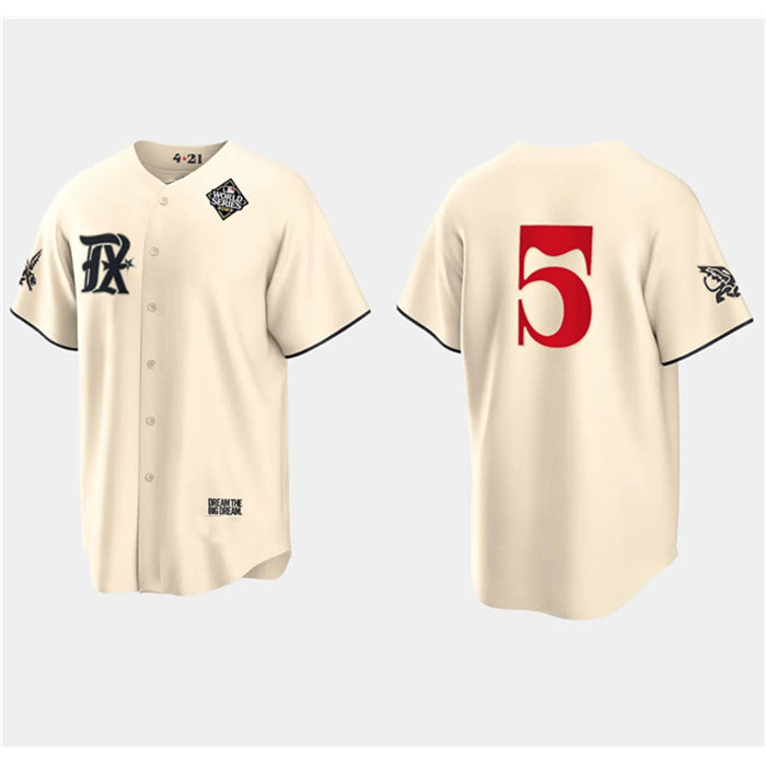 Texas Rangers #5 Corey Seager Cream Puhics 2023 World Series City Connect Stitched Jersey