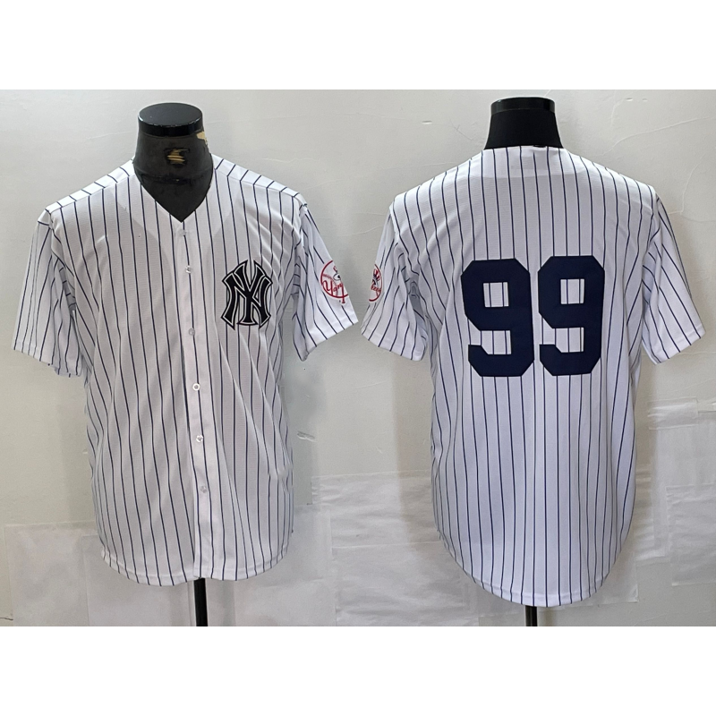 New York Yankees #99 Aaron Judge White Puhics With Patch 2024 Cool Base Stitched Jersey