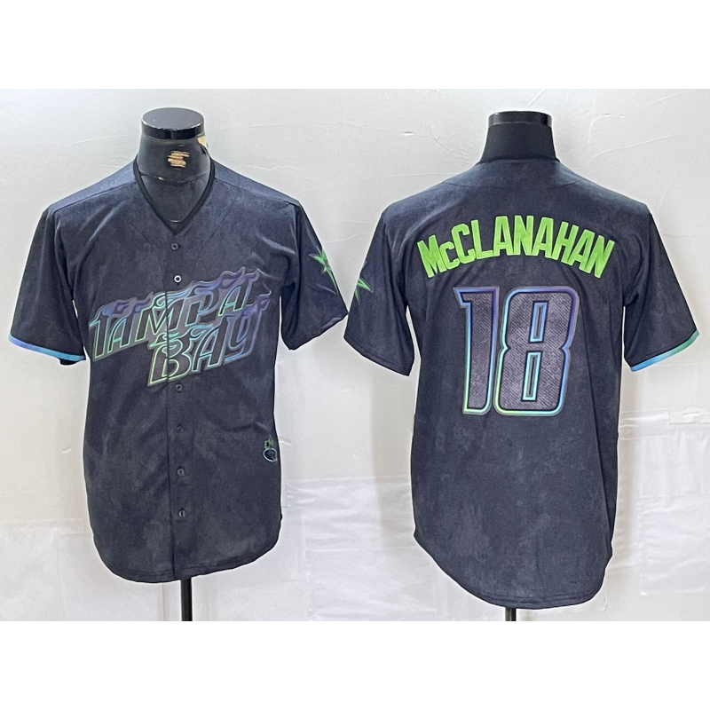 Tampa Bay Rays #18 Shane McClanahan Charcoal Puhics 2024 City Connect Limited Stitched Jersey