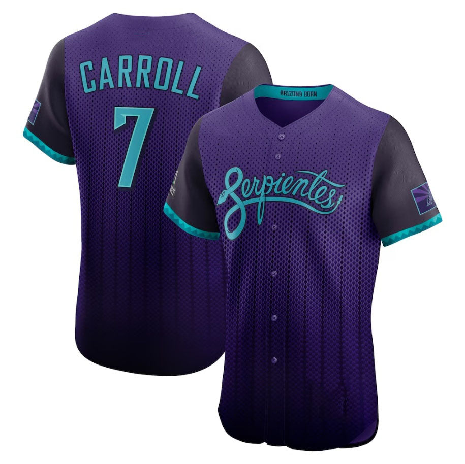 Arizona Diamondbacks #7 Corbin Carroll Puhics 2025 City Connect Elite Player Jersey - Purple Stitched Baseball Jersey