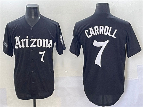 Arizona Diamondbacks #7 Corbin Carroll Puhics Black 'Gothic Desert Fang Edition' Vapor Limited Stitched Baseball Jersey