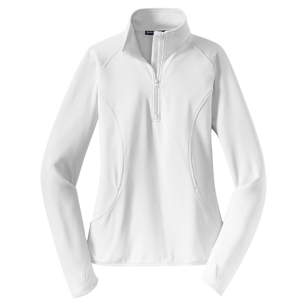 Puhics Women's White Sport-Wick Stretch 1/4-Zip Pullover