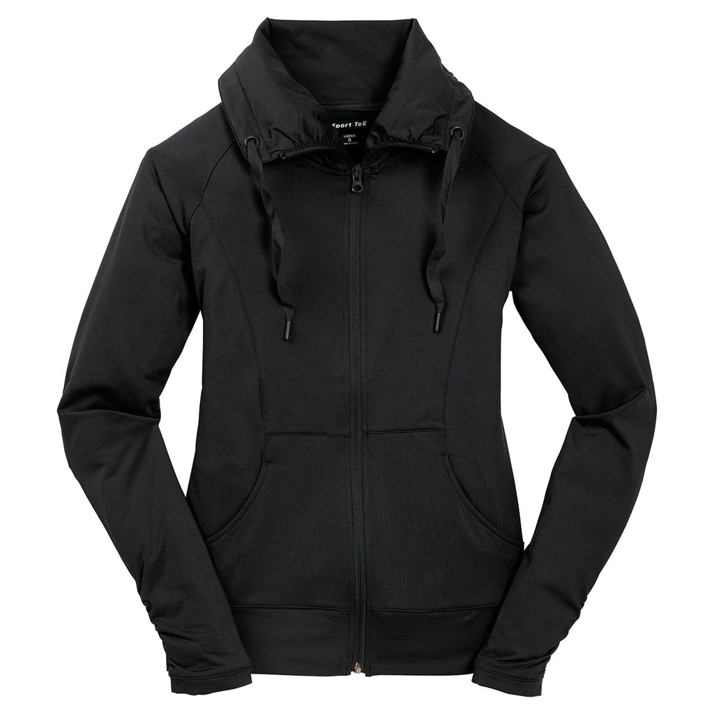 Puhics Women's Black Sport-Wick Stretch Full-Zip Jacket